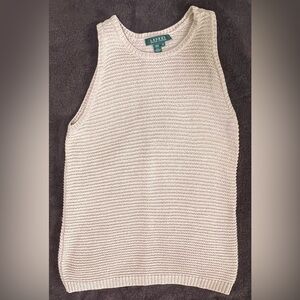 Lauren Ralph Lauren Cream Knit Scoop Neck Sweater Tank - Women’s Medium